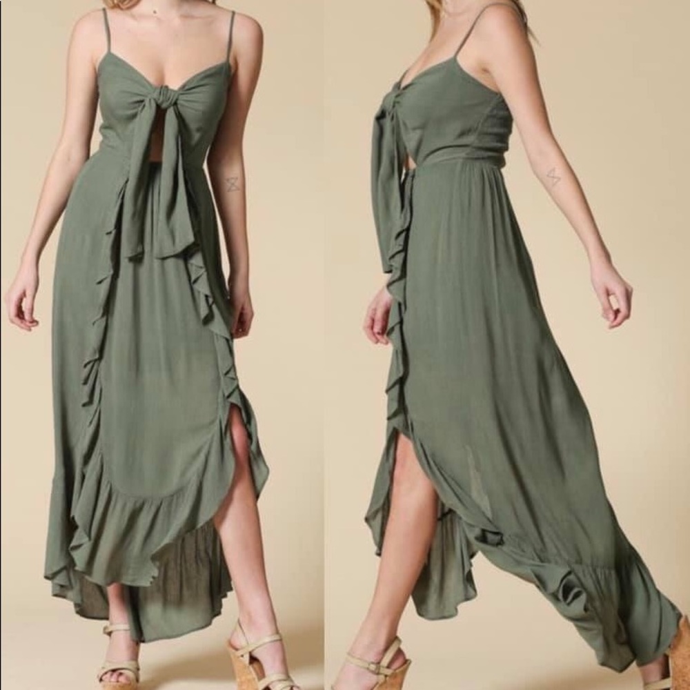 Olive summer maxi dress